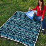 Blue Native Aztec Tribal Pattern Print Quilt