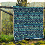 Blue Native Aztec Tribal Pattern Print Quilt