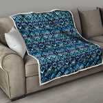 Blue Native Aztec Tribal Pattern Print Quilt