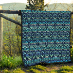 Blue Native Aztec Tribal Pattern Print Quilt