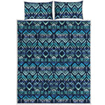 Blue Native Aztec Tribal Pattern Print Quilt Bed Set