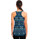 Blue Native Aztec Tribal Pattern Print Women's Racerback Tank Top