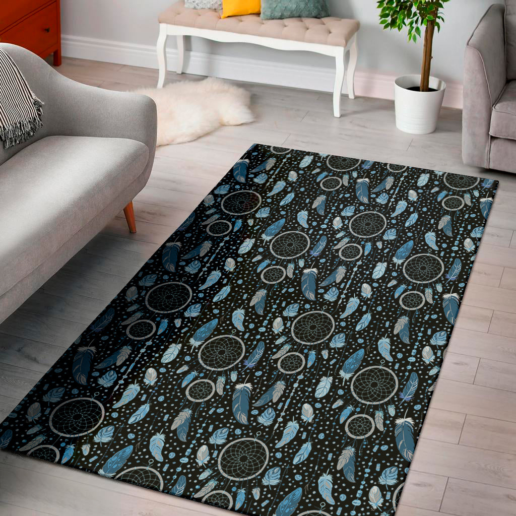 Blue Native Dream Catcher Pattern Print Area Rug
