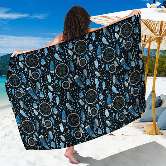 Blue Native Dream Catcher Pattern Print Beach Sarong Wrap