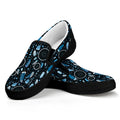 Blue Native Dream Catcher Pattern Print Black Slip On Sneakers