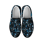 Blue Native Dream Catcher Pattern Print Black Slip On Shoes