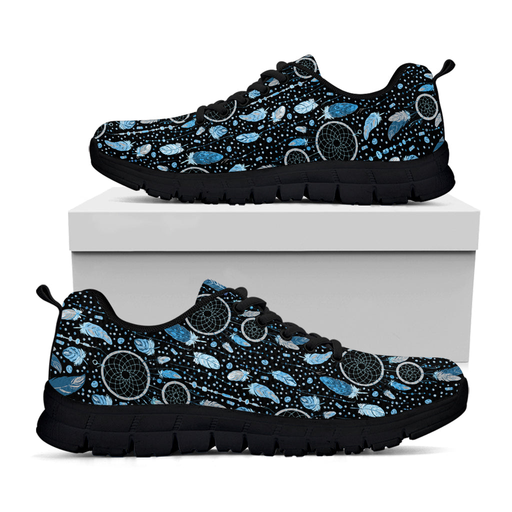 Blue Native Dream Catcher Pattern Print Black Sneakers