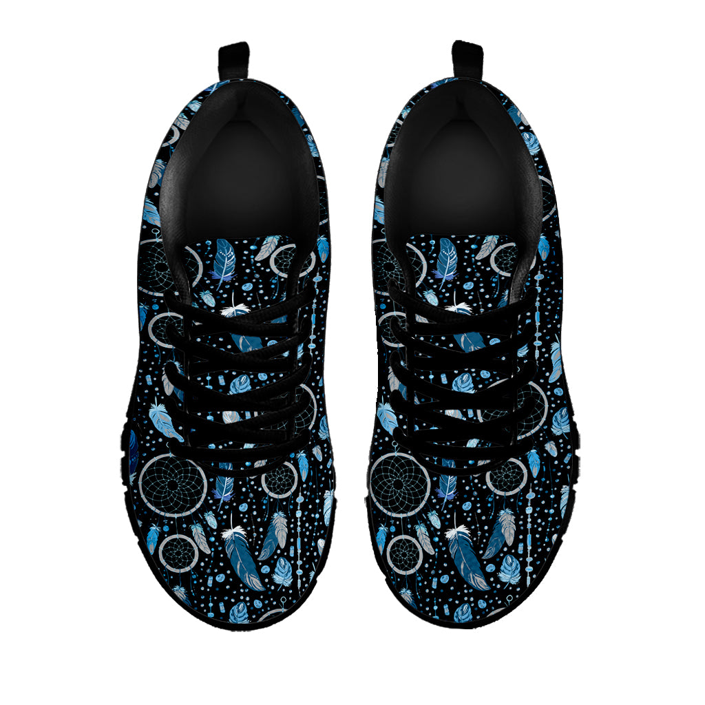 Blue Native Dream Catcher Pattern Print Black Sneakers