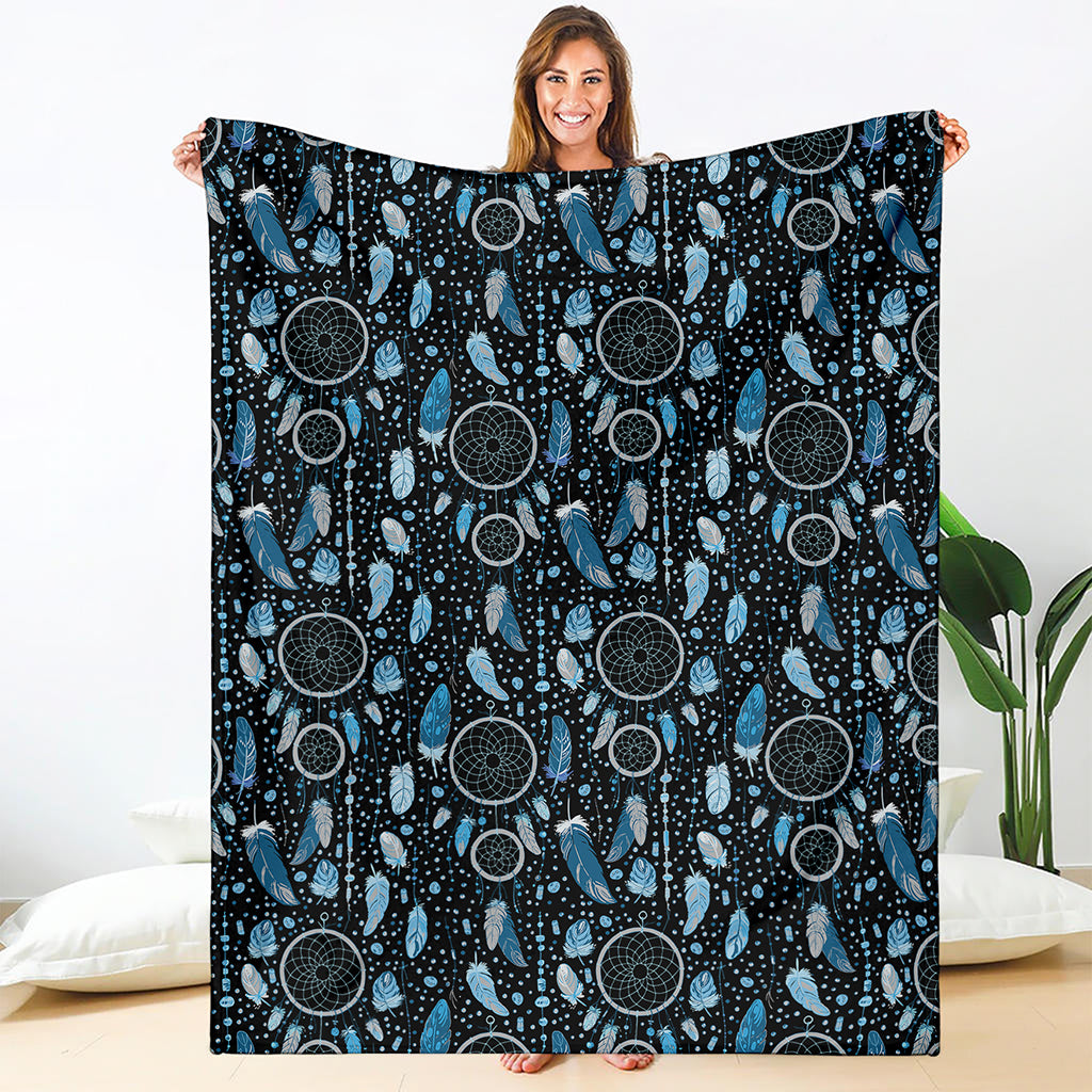 Blue Native Dream Catcher Pattern Print Blanket