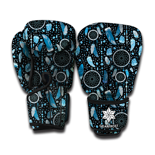 Blue Native Dream Catcher Pattern Print Boxing Gloves