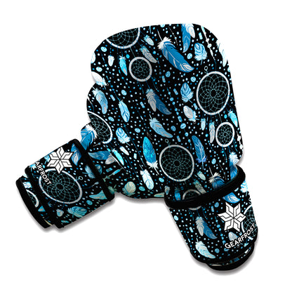 Blue Native Dream Catcher Pattern Print Boxing Gloves