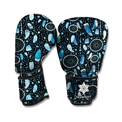 Blue Native Dream Catcher Pattern Print Boxing Gloves