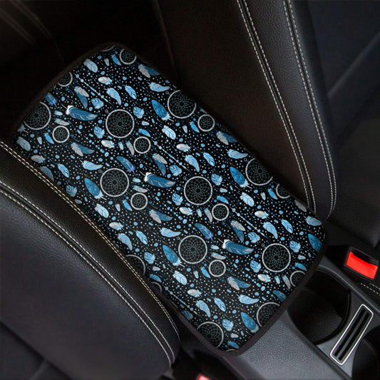 Blue Native Dream Catcher Pattern Print Car Center Console Cover