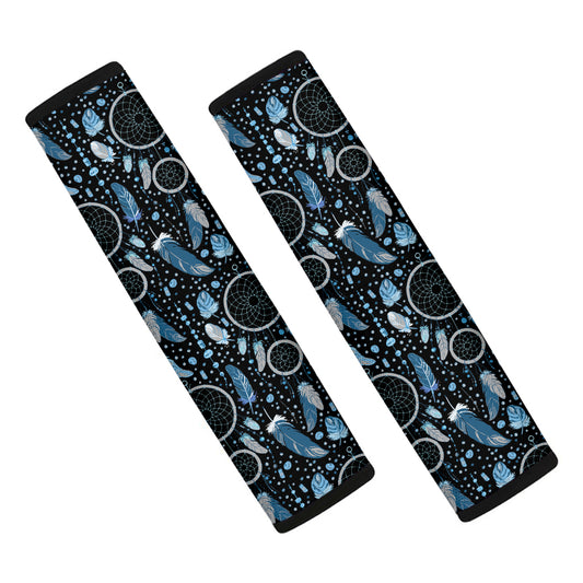 Blue Native Dream Catcher Pattern Print Car Seat Belt Covers