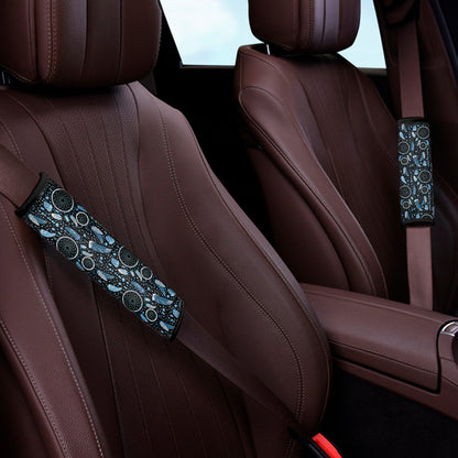 Blue Native Dream Catcher Pattern Print Car Seat Belt Covers