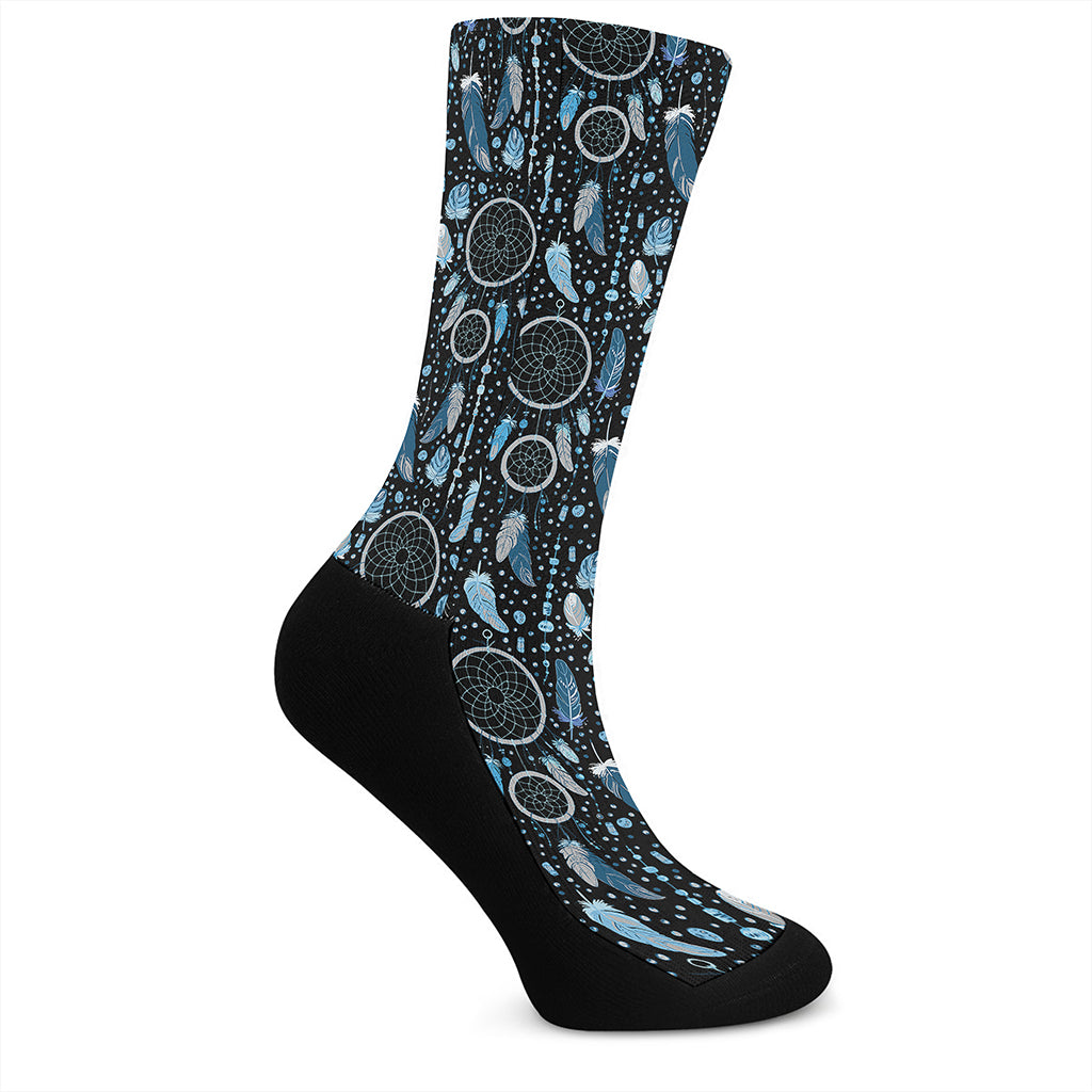 Blue Native Dream Catcher Pattern Print Crew Socks