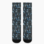 Blue Native Dream Catcher Pattern Print Crew Socks