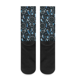 Blue Native Dream Catcher Pattern Print Crew Socks