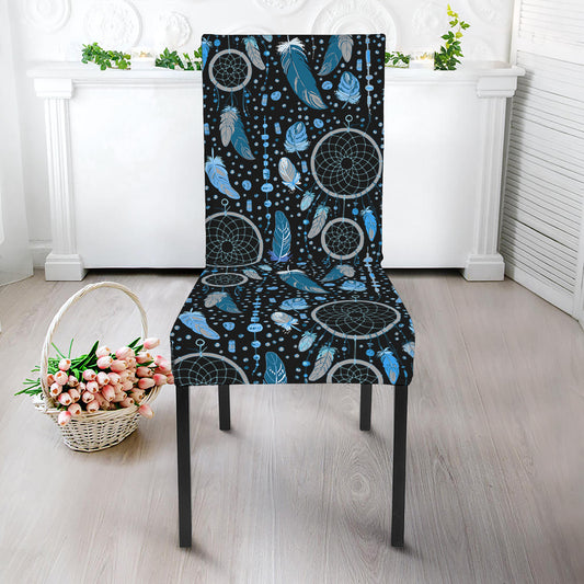 Blue Native Dream Catcher Pattern Print Dining Chair Slipcover