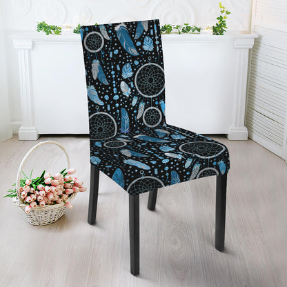 Blue Native Dream Catcher Pattern Print Dining Chair Slipcover