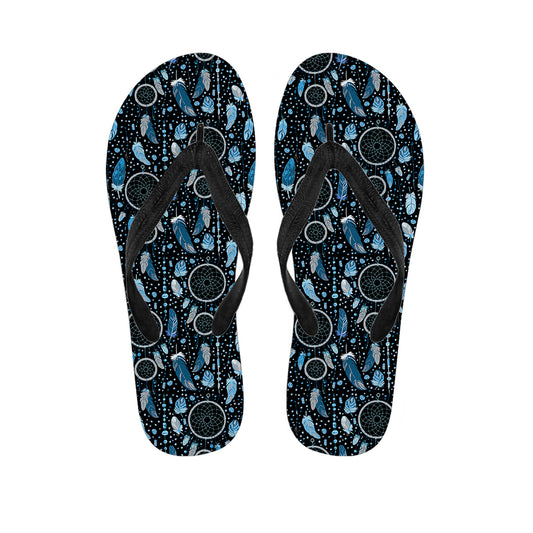 Blue Native Dream Catcher Pattern Print Flip Flops