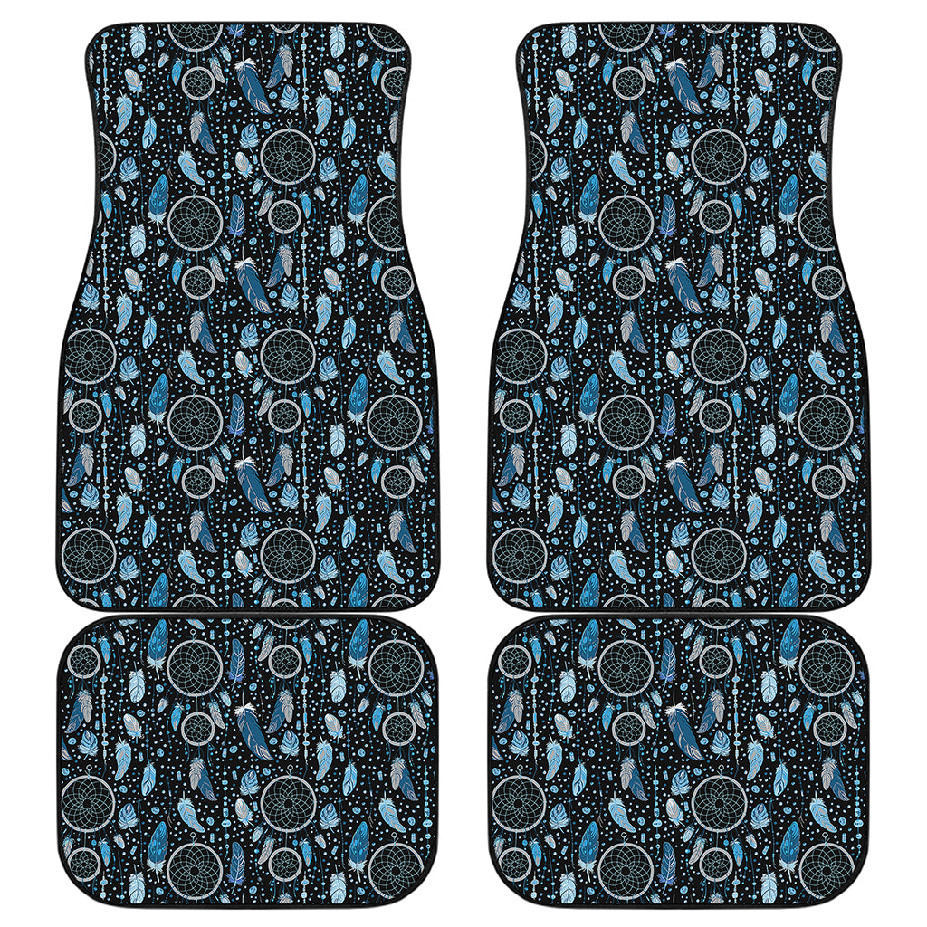 Blue Native Dream Catcher Pattern Print Front and Back Car Floor Mats