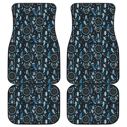 Blue Native Dream Catcher Pattern Print Front and Back Car Floor Mats