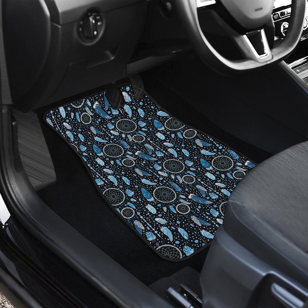 Blue Native Dream Catcher Pattern Print Front and Back Car Floor Mats