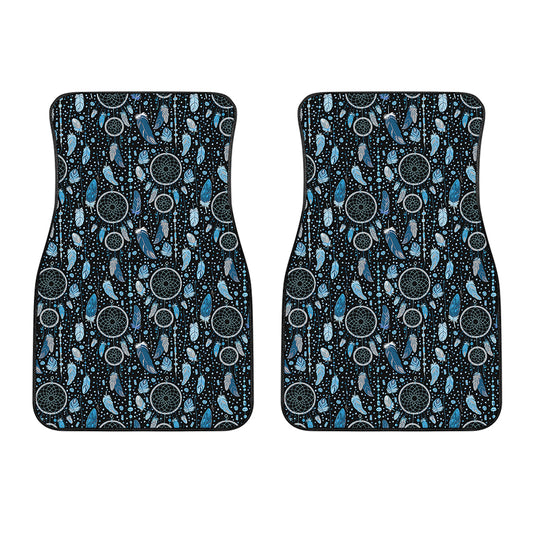 Blue Native Dream Catcher Pattern Print Front Car Floor Mats