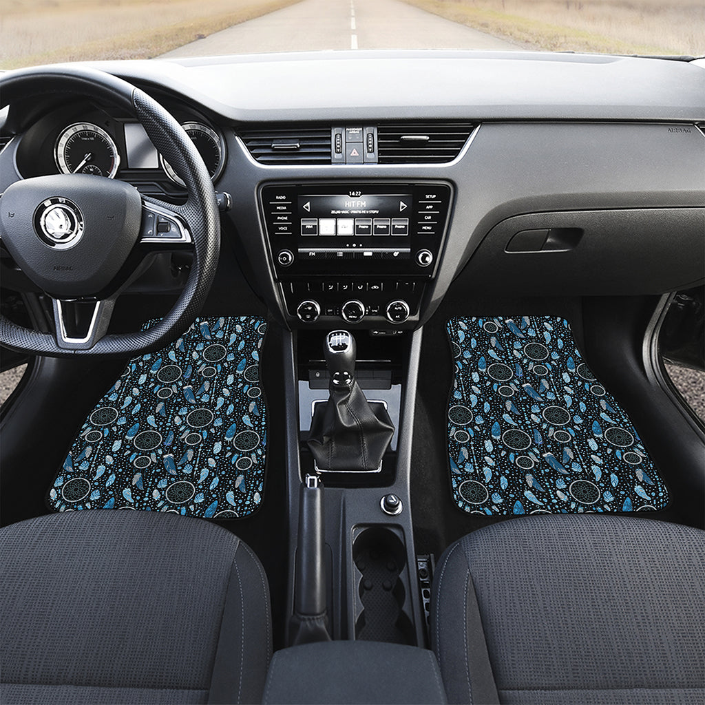 Blue Native Dream Catcher Pattern Print Front Car Floor Mats
