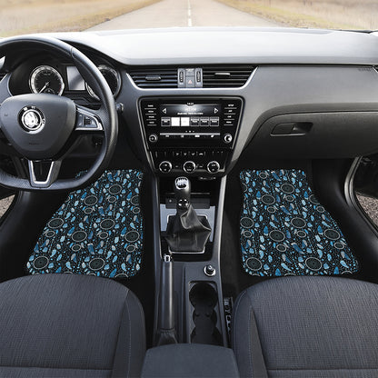 Blue Native Dream Catcher Pattern Print Front Car Floor Mats