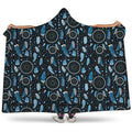 Blue Native Dream Catcher Pattern Print Hooded Blanket