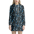 Blue Native Dream Catcher Pattern Print Pullover Hoodie Dress