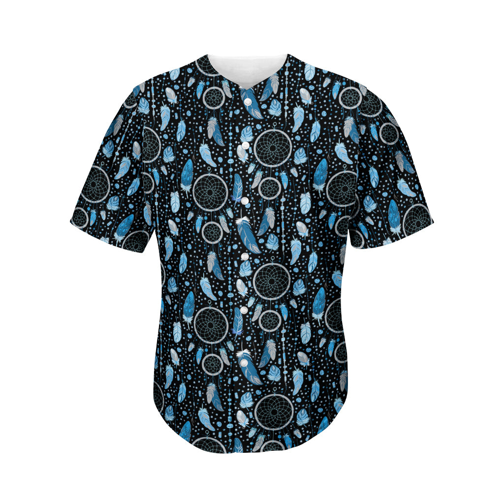 Blue Native Dream Catcher Pattern Print Men's Baseball Jersey