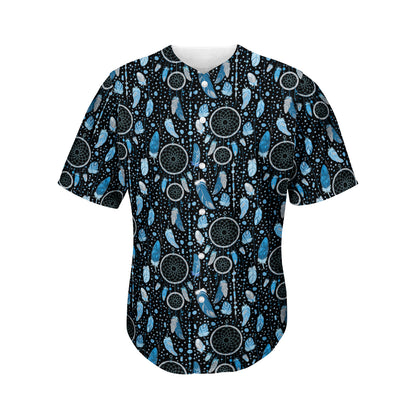 Blue Native Dream Catcher Pattern Print Men's Baseball Jersey