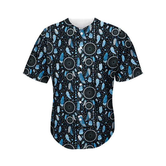 Blue Native Dream Catcher Pattern Print Men's Baseball Jersey