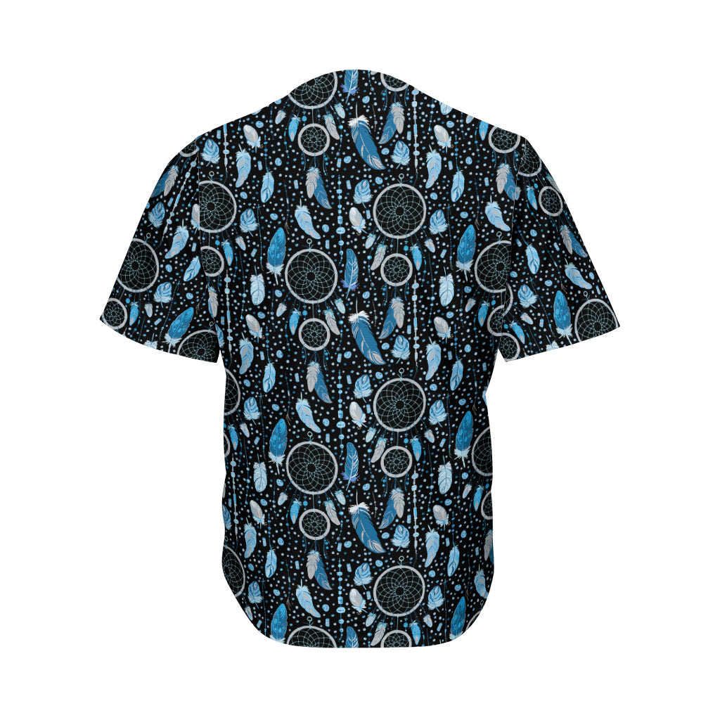 Blue Native Dream Catcher Pattern Print Men's Baseball Jersey