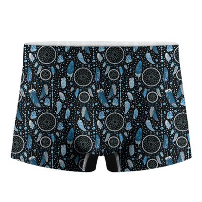 Blue Native Dream Catcher Pattern Print Men's Boxer Briefs