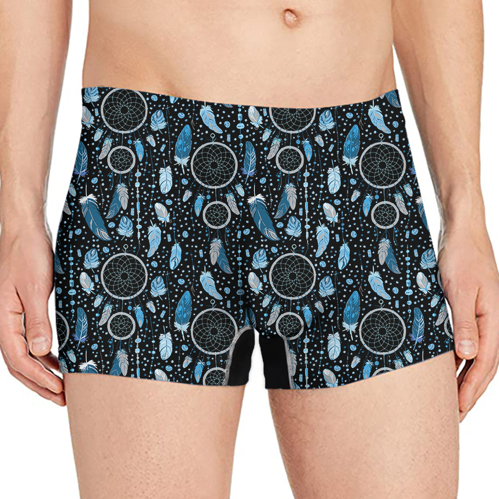 Blue Native Dream Catcher Pattern Print Men's Boxer Briefs