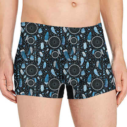 Blue Native Dream Catcher Pattern Print Men's Boxer Briefs
