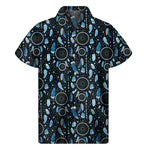 Blue Native Dream Catcher Pattern Print Men's Short Sleeve Shirt