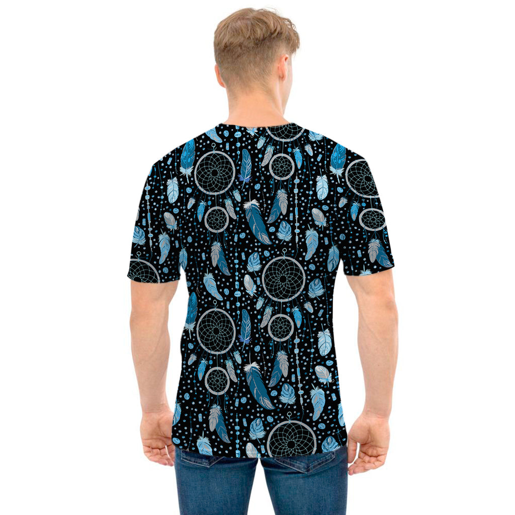 Blue Native Dream Catcher Pattern Print Men's T-Shirt