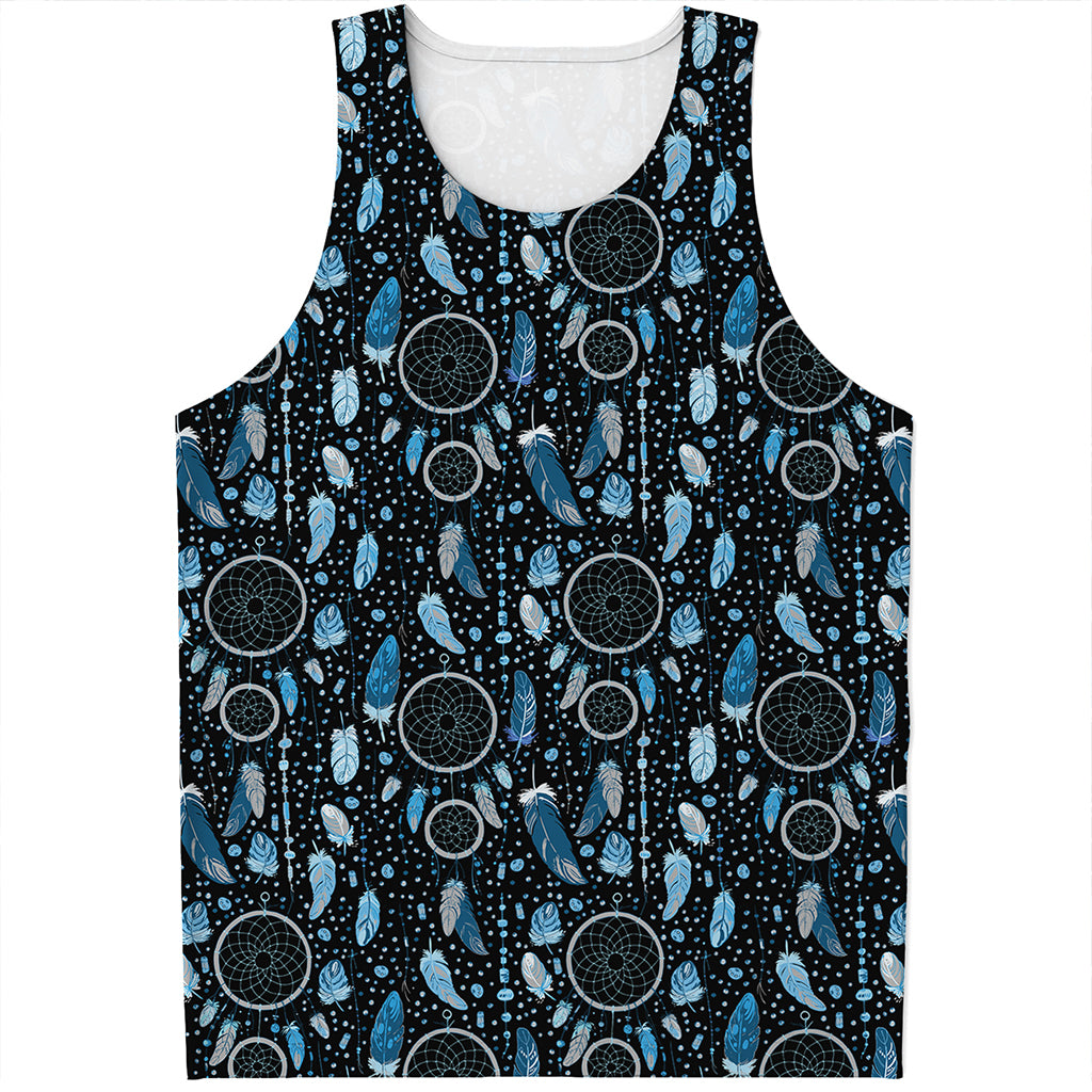 Blue Native Dream Catcher Pattern Print Men's Tank Top