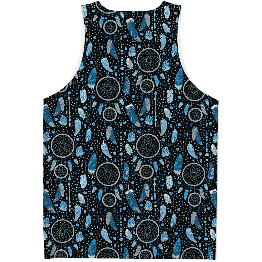 Blue Native Dream Catcher Pattern Print Men's Tank Top