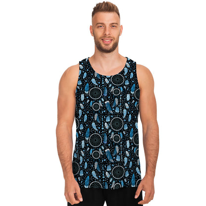 Blue Native Dream Catcher Pattern Print Men's Tank Top