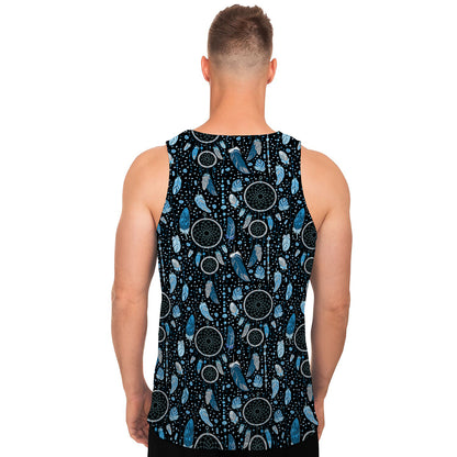 Blue Native Dream Catcher Pattern Print Men's Tank Top