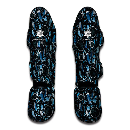 Blue Native Dream Catcher Pattern Print Muay Thai Shin Guard
