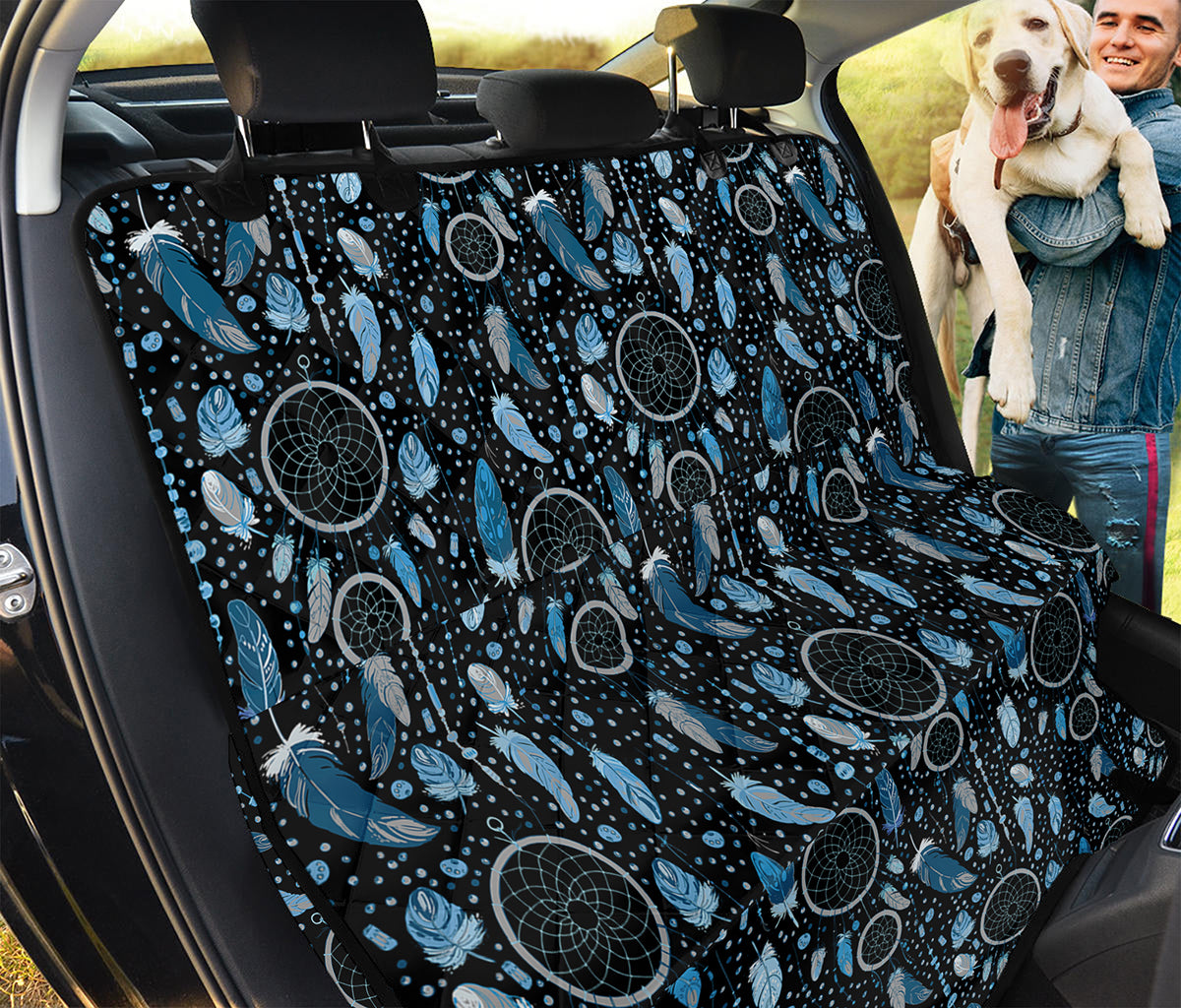 Blue Native Dream Catcher Pattern Print Pet Car Back Seat Cover