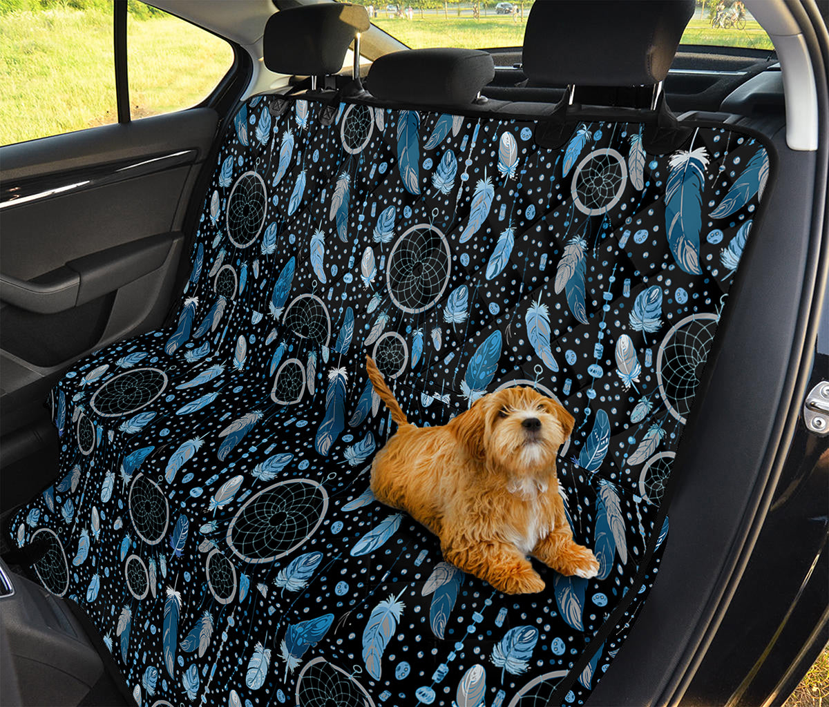 Blue Native Dream Catcher Pattern Print Pet Car Back Seat Cover