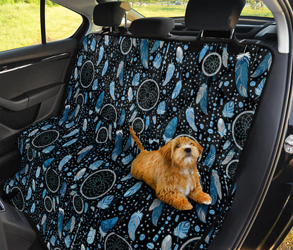 Blue Native Dream Catcher Pattern Print Pet Car Back Seat Cover
